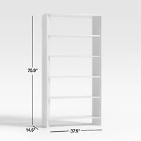 Terrazza 38" Natural Solid Oak Wood 5-Shelf Storage Bookshelf