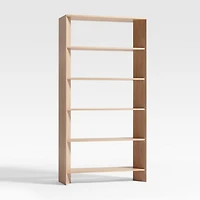Terrazza 38" Natural Solid Oak Wood 5-Shelf Storage Bookshelf