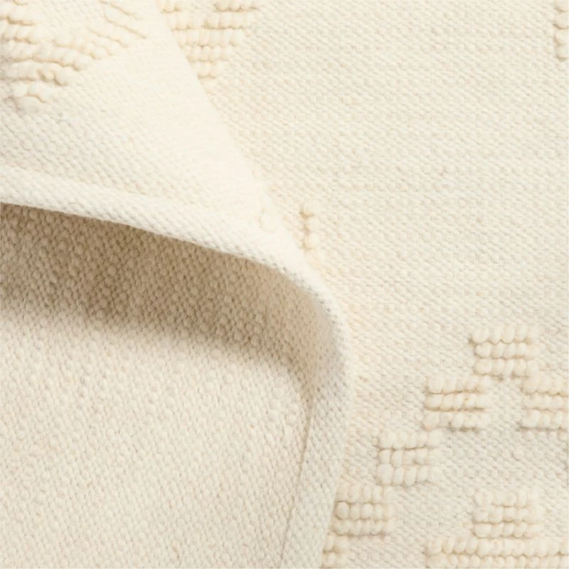 Textural Flatweave Ivory Wool and Cotton Kids 12"x18" Rug Swatch