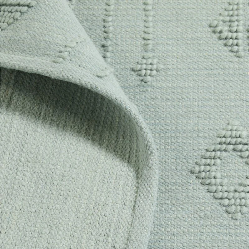 Textural Flatweave Verte Green Wool and Cotton Kids 12"x18" Rug Swatch