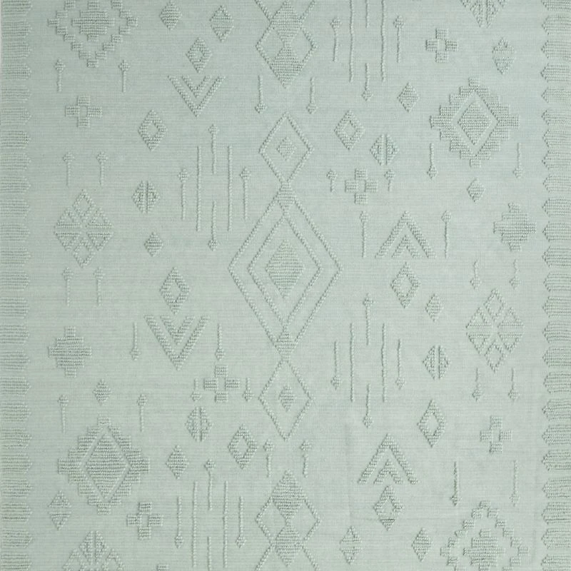 Textural Flatweave Verte Green Wool and Cotton Kids 12"x18" Rug Swatch