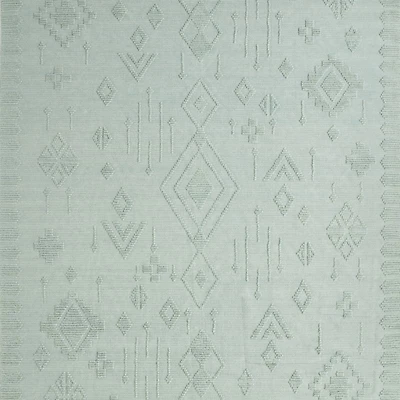 Textural Flatweave Verte Green Wool and Cotton Kids 12"x18" Rug Swatch