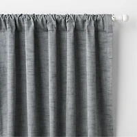 Mist Blue Textural Organic Cotton Chambray Blackout Window Curtain Panel 44"x84"