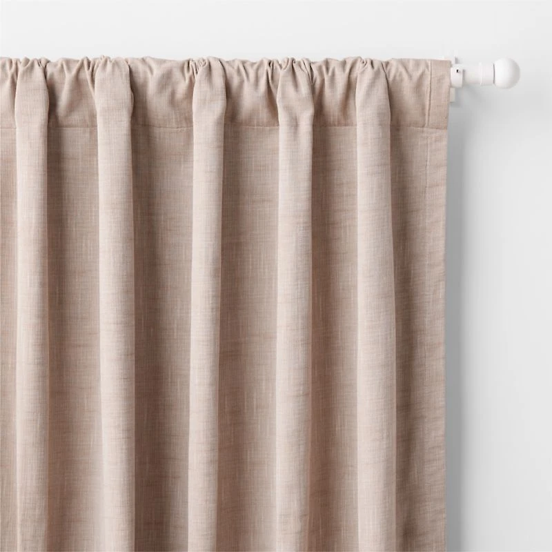 Rosy Lilac Textural Organic Cotton Chambray Blackout Window Curtain Panel 44"x63"