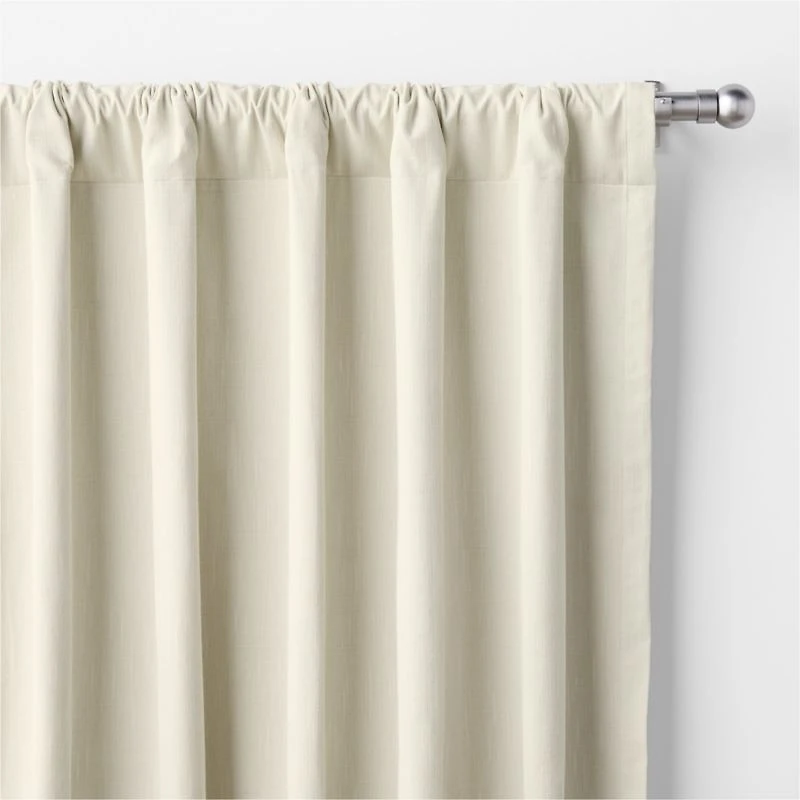 Stone Tan Textural Organic Cotton Chambray Blackout Window Curtain Panel 44"x63"