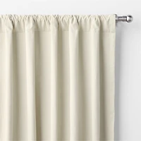 Stone Tan Textural Organic Cotton Chambray Blackout Window Curtain Panel 44"x63"