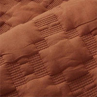 Almond Brown Geometric Stitch Embroidered Cotton Baby Crib Quilt