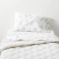 White Geometric Stitch Embroidered Cotton Baby Crib Quilt