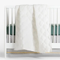 White Geometric Stitch Embroidered Cotton Baby Crib Quilt