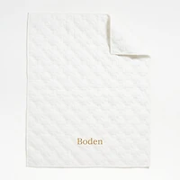 White Geometric Stitch Embroidered Cotton Baby Crib Quilt