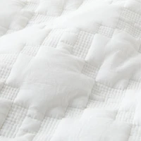 White Geometric Stitch Embroidered Cotton Baby Crib Quilt