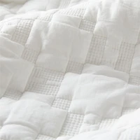 White Geometric Stitch Embroidered Cotton Kids Twin Quilt