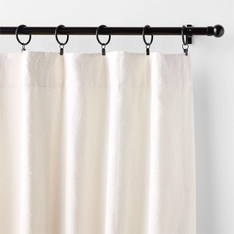 Textured Boucle Ivory Organic Cotton Semi Sheer Window Curtain Panel 52"x84"