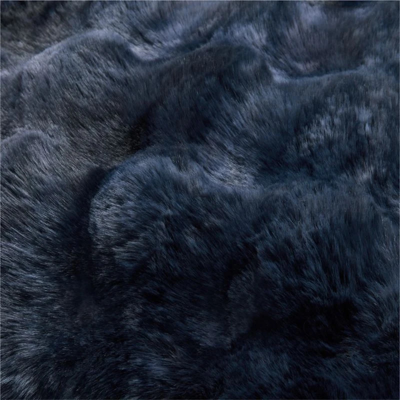 Textured Faux Fur 20"x20" Deep Indigo Throw Pillow with Feather Insert