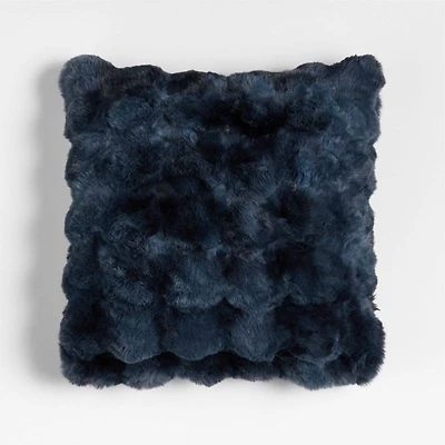 Textured Faux Fur 20"x20" Deep Indigo Throw Pillow with Feather Insert