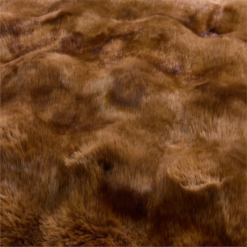 Textured Faux Fur 20"x20" Maple Brown Throw Pillow with Feather Insert