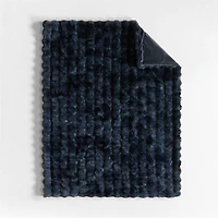 Textured Faux Fur 70"x55" Deep Indigo Throw Blanket