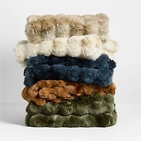 Textured Faux Fur 70"x55" Deep Indigo Throw Blanket