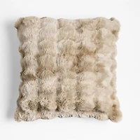 Textured Faux Fur Sierra Tan 20"x20" Throw Pillow with Feather Insert
