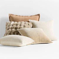 Textured Faux Fur Sierra Tan 20"x20" Throw Pillow with Feather Insert