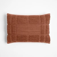 Lancaster 22"x15" Textured Spiced Orange Plaid Lumbar Pillow Cover