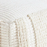 Pampas Ivory Textured Plaid 18"x18" Pouf