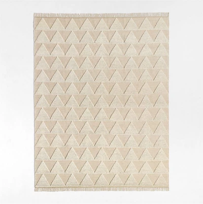 Textured Triangle Beige Hand-Woven Flatweave Kids Area Rug 6'x9'