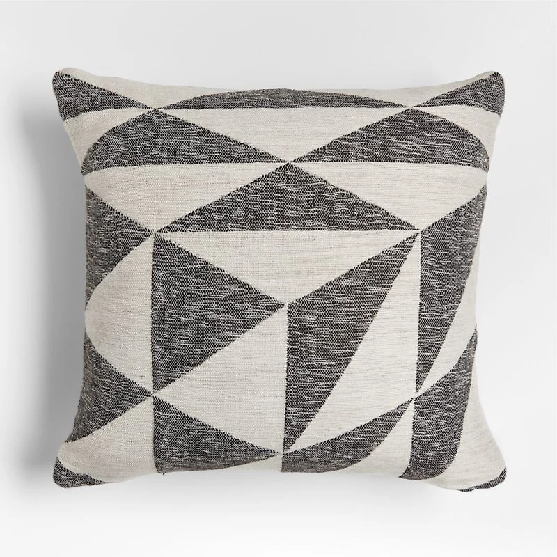 Ink Black 20"x20" Textured Triangle Outdoor Throw Pillow