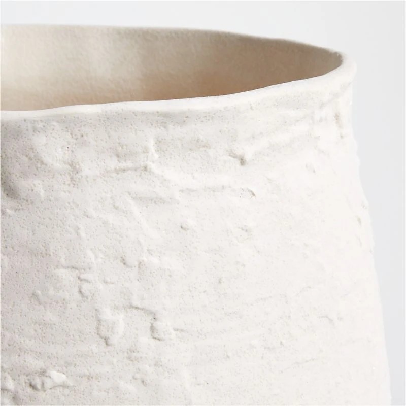 White Textured Ceramic Vase 9"