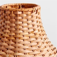 Bibelot Wavy Black Metal Mini Table Lamp with Rattan Shade by Athena Calderone 15.6"