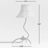 Bibelot Wavy Black Metal Mini Table Lamp with Rattan Shade by Athena Calderone 15.6"