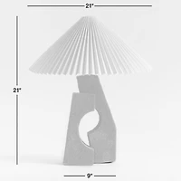 Ruins Cream Ceramic Sculptural Table Lamp with Pleated Shade by Athena Calderone 20"