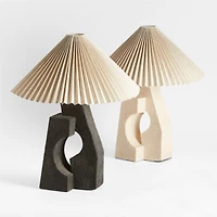 Ruins Cream Ceramic Sculptural Table Lamp with Pleated Shade by Athena Calderone 20"