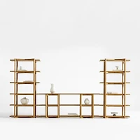 Thomas 120" Barley Oak Wood Modular Bookcase, Set of 3