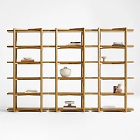 Thomas 120" Barley Oak Wood Modular Bookcase, Set of 3