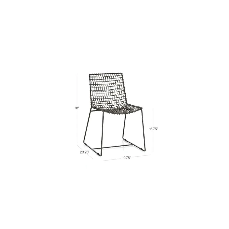 Tig Metal Dining Chair with Black Leather Cushion