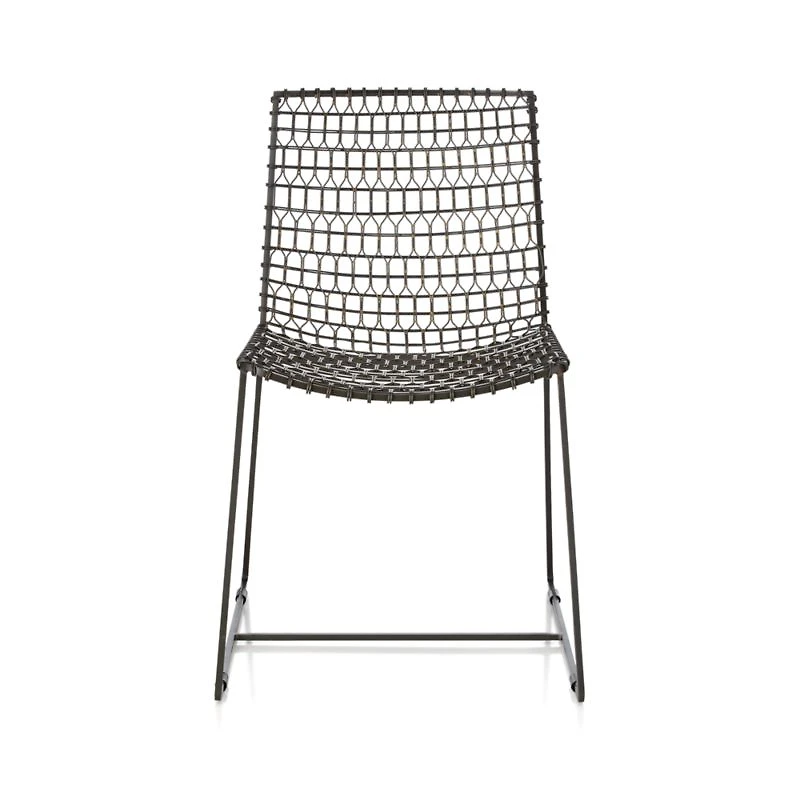 Tig Metal Dining Chair with Black Leather Cushion