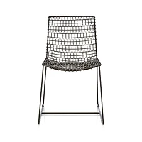 Tig Metal Dining Chair with Black Leather Cushion