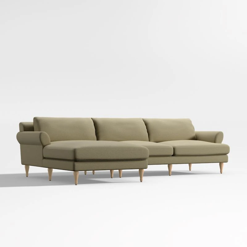 Timson Green Velvet 2-Piece Left Arm Chaise Sectional Sofa