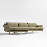 Timson Green Velvet 2-Piece Left Arm Chaise Sectional Sofa