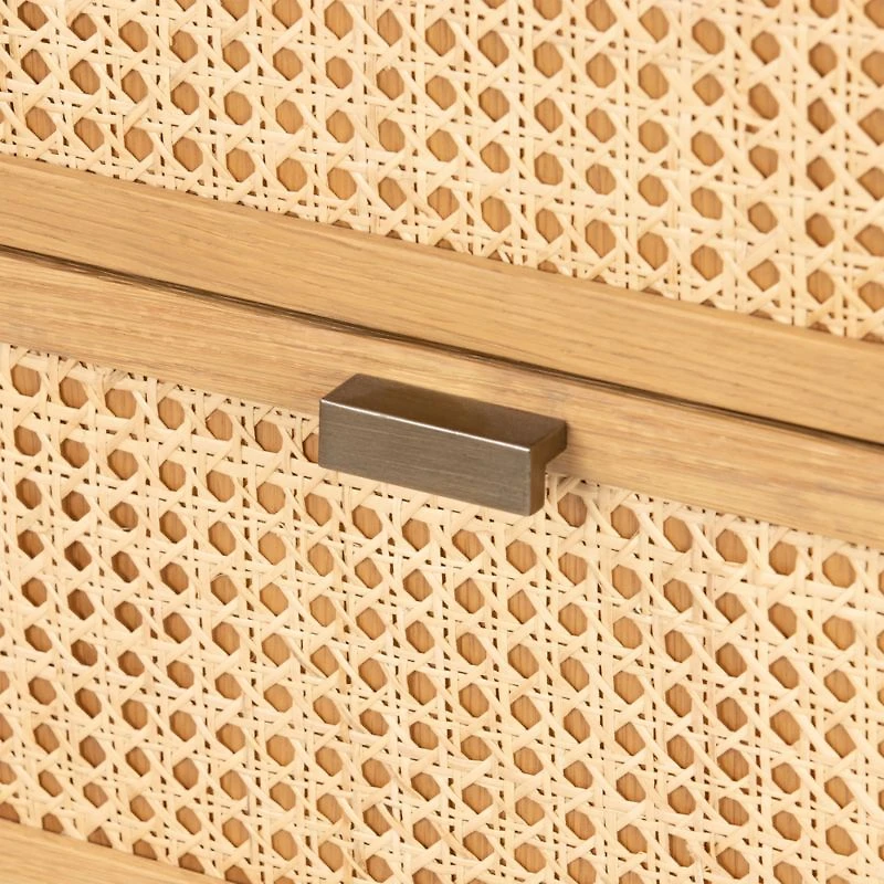 Tisdell Cane and Khaki Oak Wood 6-Drawer Dresser