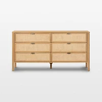 Tisdell Cane and Khaki Oak Wood 6-Drawer Dresser