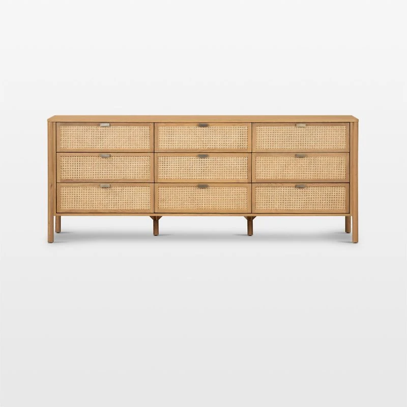 Tisdell Cane and Khaki Oak Wood -Drawer Dresser