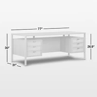 Tisdell Cane and Khaki Oak Wood Desk with Drawers
