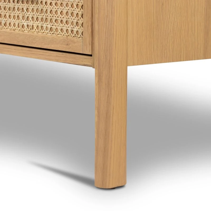 Tisdell Cane and Khaki Oak Wood Desk with Drawers