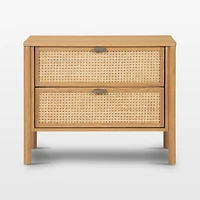Tisdell Cane and Khaki Oak Wood Nightstand with Drawers
