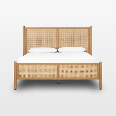 Tisdell Cane and Khaki Oak Wood Queen Bed
