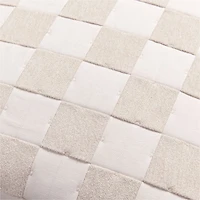 Tonal Checkerboard Organic Cotton Linen Blend 23"x23" Arctic Ivory Throw Pillow with Feather Insert