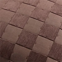 Tonal Checkerboard Organic Cotton Linen Blend 23"x23" Deep Brown Throw Pillow with Feather Insert