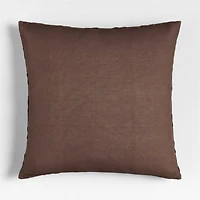 Tonal Checkerboard Organic Cotton Linen Blend 23"x23" Deep Brown Throw Pillow with Feather Insert